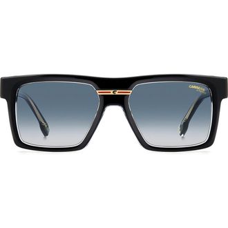 Carrera Victory 55mm Gradient Rectangular Sunglasses in Black Crystal/Dk Blue Sf at Nordstrom