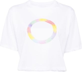 agnès b. cropped short sleeves t-shirt - women - Cotton - 3 - White