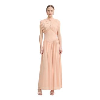 Twinset Jurk met plooien over de hele lengte - Dames - Avondkleed - Roze - S - Polyester - Kleedjes