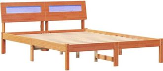 vidaXL Bed Frame with Headboard Wax brown 140 x 190 cm Solid pine wood Vidaxl