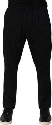 Dolce & Gabbana Black Stripes Viscose Skinny Dress Men Mens Pants (Pre-Owned)