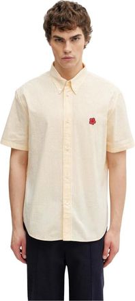 Kenzo Overhemden, Heren, Beige, XL, Katoen, Boke Flower Seersucker Shirt