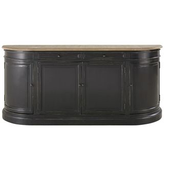 Maisons du monde Aparador de 4 puertas y 2 cajones de pino reciclado negro 190 cm