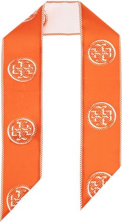 Tory Burch Medallion Logo Ribbon Silk Tie-Donna