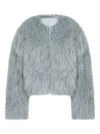 Halfboy cropped fur jacket - LIGHT BLUE GREY