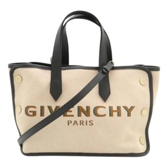 Givenchy Pre-owned Tote Bags, female, Beige, Size: ONE SIZE Pre-owned Bond Canvas Leather 2way Bag