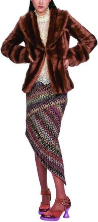 Anna Sui Faux Mink Swing Coat in Caramel at Nordstrom, Size Large