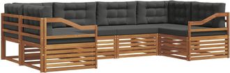 vidaXL Conjunto De Sof&aacute;s De Exterior 6 Uds. Natural Y Antracita Vidaxl