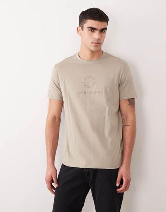 A|X Armani Exchange T-shirt beige con logo centrale-Neutro