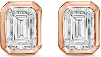 Diana M. Jewels 14Kt Rose Gold 2.50 cts Lab Grown Emerald Diamond Bezel Studs