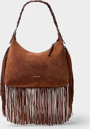 Vanessa Bruno Womens Jess cognac fringed suede shoulder bag