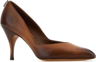 Miu Miu Womens D&eacute;collet&eacute; Pump Brown Calfskin