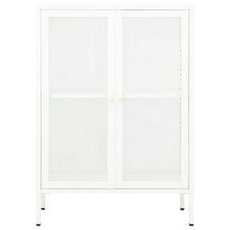Berkfield Home Sideboard White 75x35x105 cm Steel & Glass | Size: 75 x 35 x 105 cm