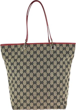 Gucci Beige Gg Canvas & Leather Tote (Authentic Pre-Loved)