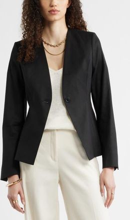 Nordstrom Linen Blend One-Button Blazer in Black at Nordstrom, Size Xx-Large