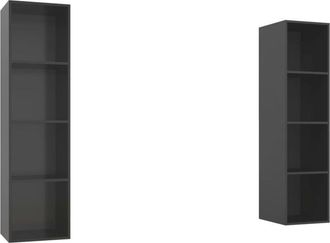 vidaXL Vidaxl - Wall-mounted tv Cabinets 2 pcs High Gloss Grey Engineered Wood