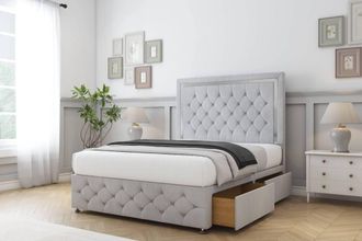 Comfort Beds Sofia Chrome Naples Divan Base 2 Drawers - 54 Headboard-Footboard in Silver | Size: Small Double