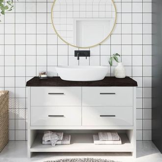 vidaXL Encimera De Ba&ntilde;o Madera Tratada Marr&oacute;n Oscuro 120x60x(2-6) Cm Vidaxl