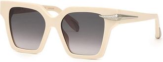 Roberto Cavalli Sunglasses Square Full Rim, Cream Beige Frame And Grey Gradient Lens Src002S09X7