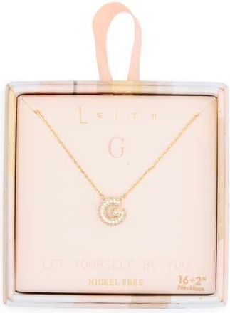 Leith Cubic Zirconia Initial Pendant Necklace in G- Clear- Gold at Nordstrom Rack
