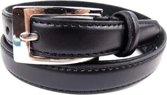 Milano Ladies Skinny Black Leather Belt (30 to 33 Medium)