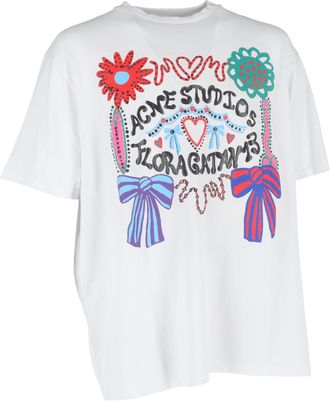Acne Studios Printed T-Shirt in White Cotton