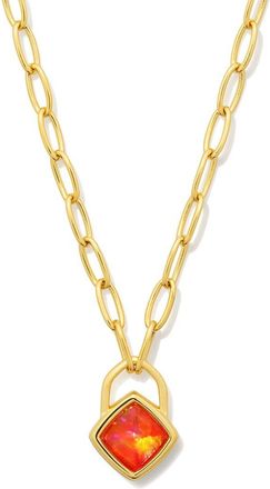 Kendra Scott Greer Paperclip 18K Over Silver Kyocera Bello Opal Pendant