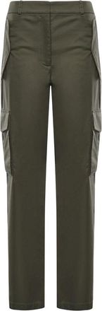 Burberry Check Trim Gabardine Cargo Broek - Dames - Straight fit broeken - Groen - 3XS - Katoen - Broeken