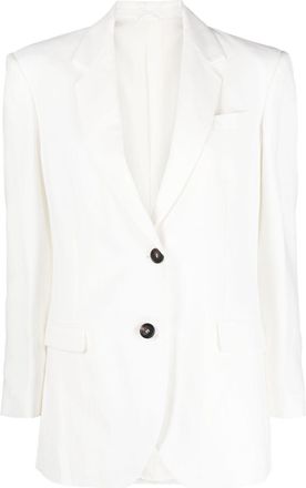 Brunello Cucinelli notch-lapels single-breasted blazer - women - Viscose/Acetate/Silk/Linen/Flax - 42 - White