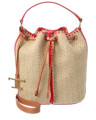 Tod's TodS Small Woven & Leather Bucket Bag