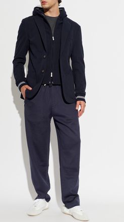 Eleventy Jacket Made Of Combined Materials, Mens, Navy Blue