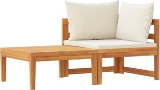 vidaXL Set Muebles De Jard&iacute;n 2 Pzas Cojines Crema Madera De Acacia Vidaxl