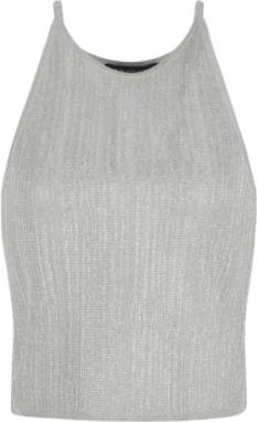 A|X Armani Exchange Luminous lurex top met delicate bandjes - Dames - Tops zonder mouwen - Grijs - M - Polyester - Tops