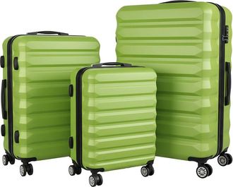 Relaxdays Relaxdays luggage set, 3-piece, 3 sizes, 4 wheels, hardshell, telescopic handle, combination lock, light green