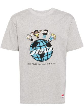 Ground-Zero graphic-print cotton T-shirt - unisex - Cotton - M - Grey