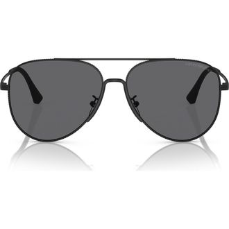Emporio Armani 60mm Polarized Pilot Sunglasses in Matte Black/polar Grey at Nordstrom