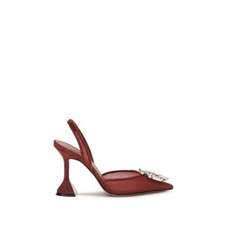 Amina Muaddi Bordeaux Polyester Womens Pumps