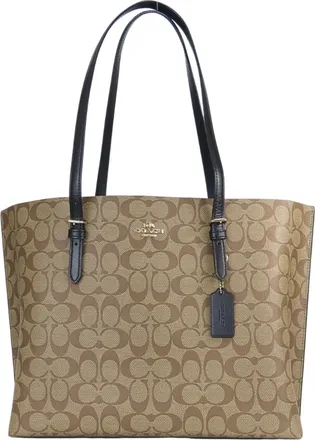 Coach Signature Black Brown Pvc Leather Tote Bag (Pre-Owned)