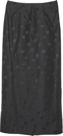 Cecilie Bahnsen Midi Skirt With Jacquard-Effect Floral Print And Decorative Bow