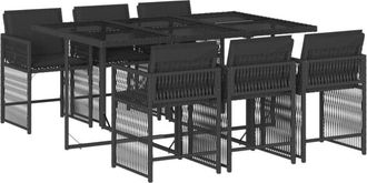 vidaXL Set de comedor de jardín 7 pzas y cojines ratán sintético negro Vidaxl
