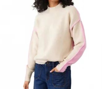 Karen Kane Cecily Sweater In Sand And Pink
