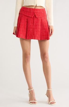 All in Favor Pleated Tweed Miniskirt in Red at Nordstrom Rack, Size X-Small