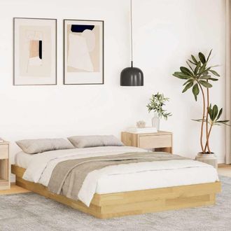 Berkfield Home Bed Frame without Mattress 120x200 cm Solid Wood Oak in Brown | Size: Small Double