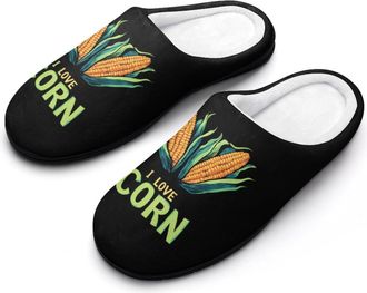 Generic I Love Corn Funny Mens Slippers Cotton Warm House Shoes Memory Foam Sandals Print Size 7-14