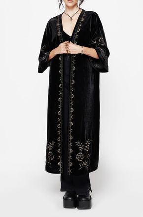 Disturbia Kobra Velvet Snake Longline Robe in Black at Nordstrom, Size Medium