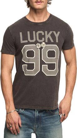 Lucky Brand Lucky Dice Football Embroidered Graphic T-Shirt in Jet Black at Nordstrom, Size Xx-Large