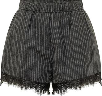 Ganni Flanel kanten shorts - Dames - Korte Broeken - Grijs - XS - Korte Broeken