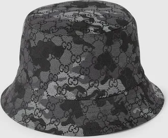 Gucci GG Marbled Canvas Bucket Hat, Size XXL, Black, GG Canvas
