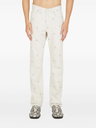 Martine Rose floral-embroidered jeans - men - Cotton - 48 - White