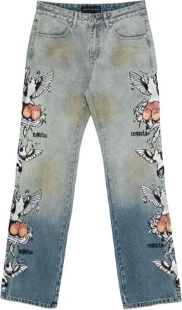 Who Decides War by Ev Bravado Jeans Dove con ricamo - Blu